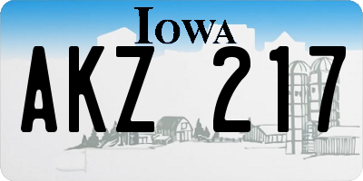 IA license plate AKZ217