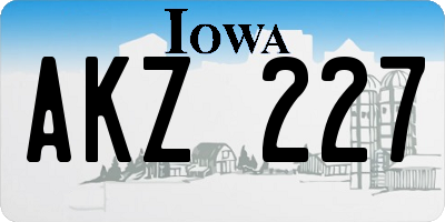 IA license plate AKZ227