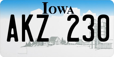 IA license plate AKZ230