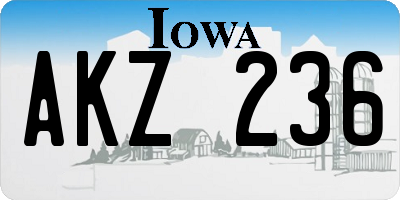 IA license plate AKZ236