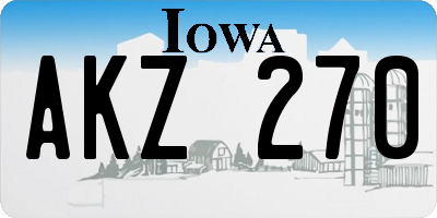 IA license plate AKZ270