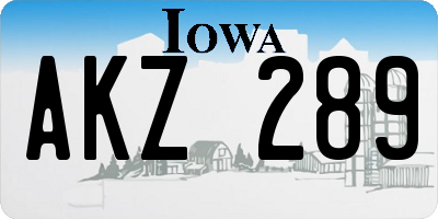 IA license plate AKZ289