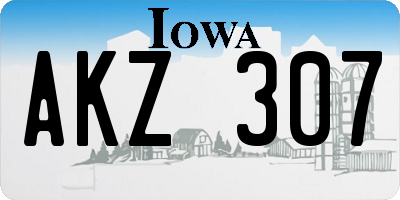 IA license plate AKZ307