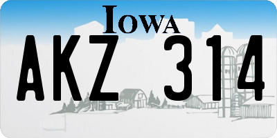 IA license plate AKZ314