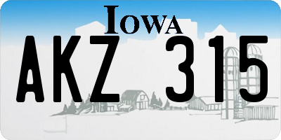 IA license plate AKZ315