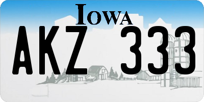 IA license plate AKZ333
