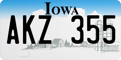 IA license plate AKZ355