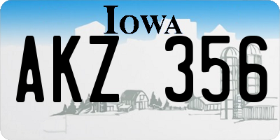 IA license plate AKZ356