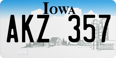 IA license plate AKZ357