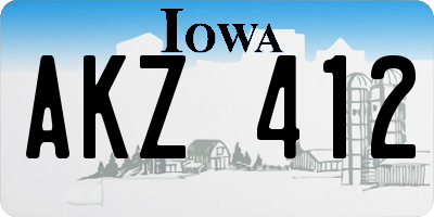 IA license plate AKZ412