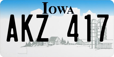 IA license plate AKZ417