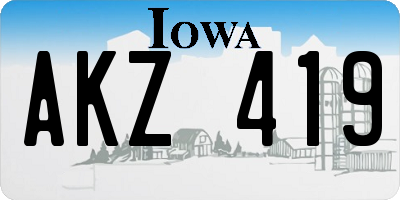 IA license plate AKZ419