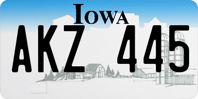 IA license plate AKZ445