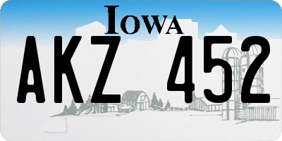 IA license plate AKZ452