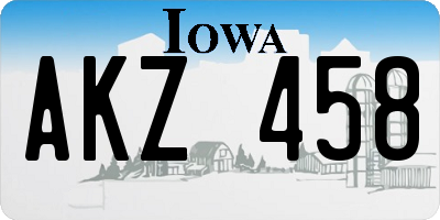 IA license plate AKZ458