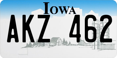 IA license plate AKZ462