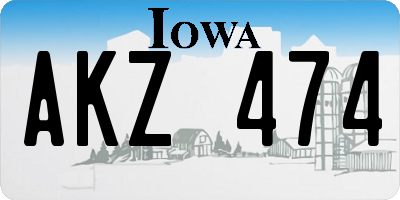 IA license plate AKZ474