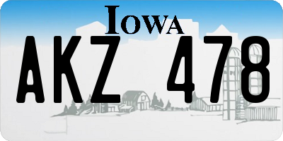 IA license plate AKZ478