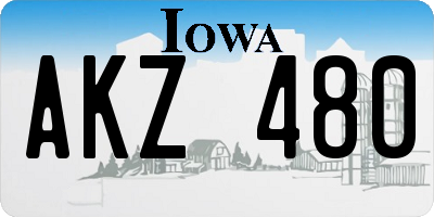 IA license plate AKZ480