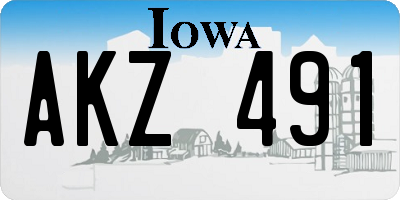 IA license plate AKZ491