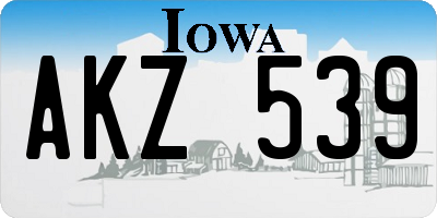 IA license plate AKZ539