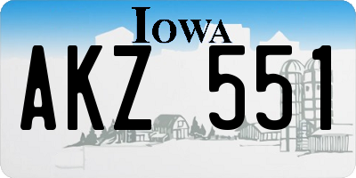 IA license plate AKZ551