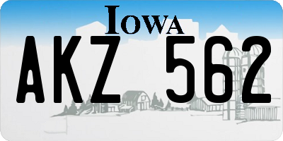 IA license plate AKZ562