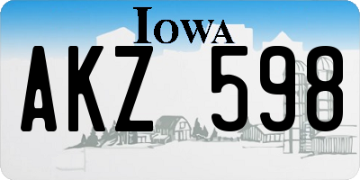 IA license plate AKZ598