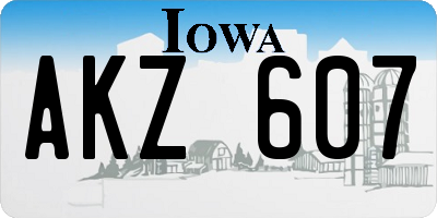 IA license plate AKZ607