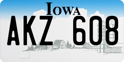 IA license plate AKZ608