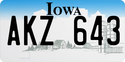 IA license plate AKZ643