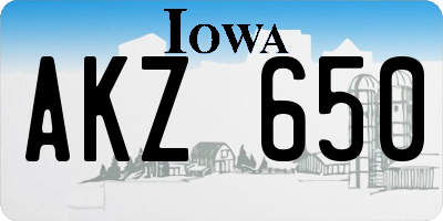 IA license plate AKZ650