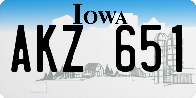 IA license plate AKZ651