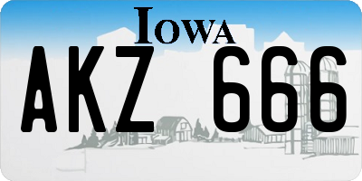 IA license plate AKZ666