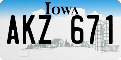 IA license plate AKZ671