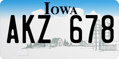 IA license plate AKZ678