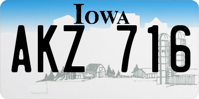 IA license plate AKZ716