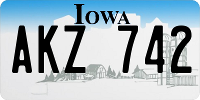 IA license plate AKZ742