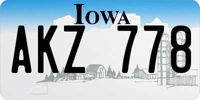 IA license plate AKZ778