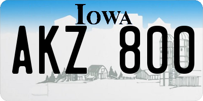 IA license plate AKZ800