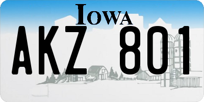 IA license plate AKZ801