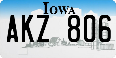 IA license plate AKZ806