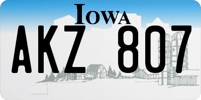 IA license plate AKZ807