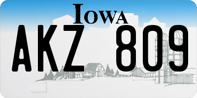 IA license plate AKZ809