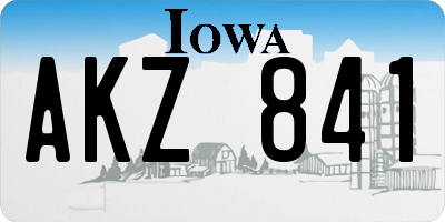 IA license plate AKZ841