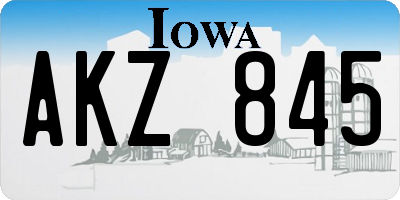 IA license plate AKZ845