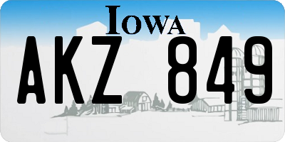 IA license plate AKZ849