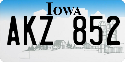 IA license plate AKZ852