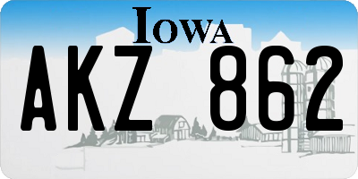 IA license plate AKZ862