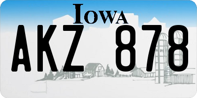 IA license plate AKZ878